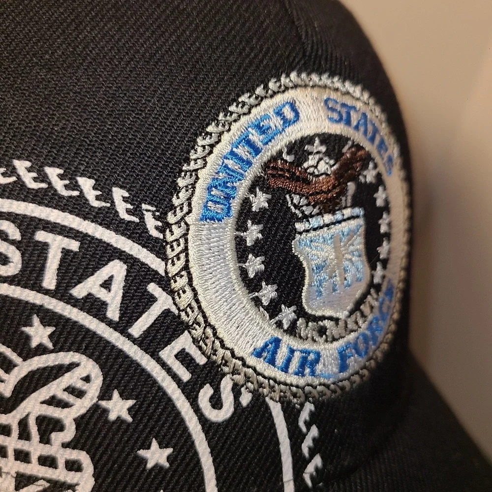 NWT USAF United States Air Force Blue Acrylic Strapback Baseball Cap Hat Embroid